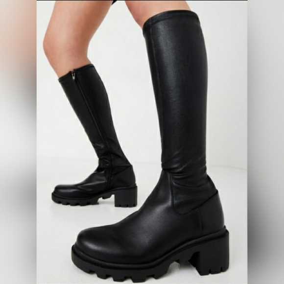 Sexy Whimsigoth 9.5 Punk Grunge Baddie Platform Knee-High Lug Sole Boots New - Picture 2 of 2